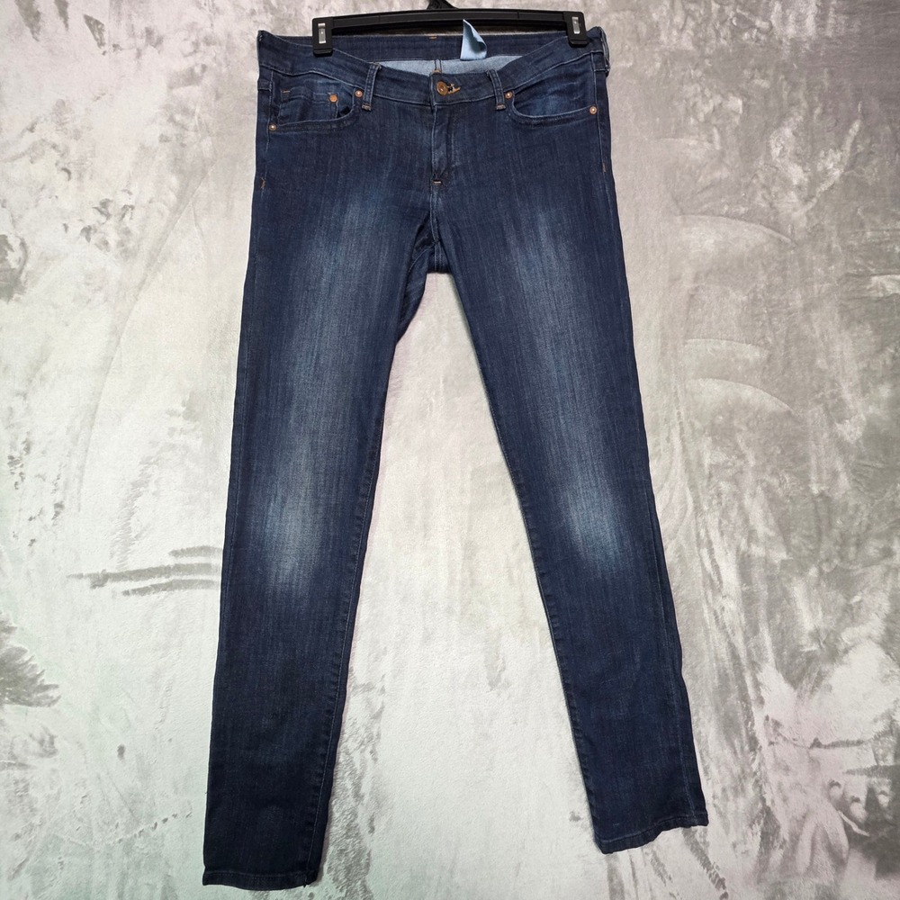 H&M &Denim Super Skinny Low Waist Jeans Dark Wash Blue 33/32 Womens